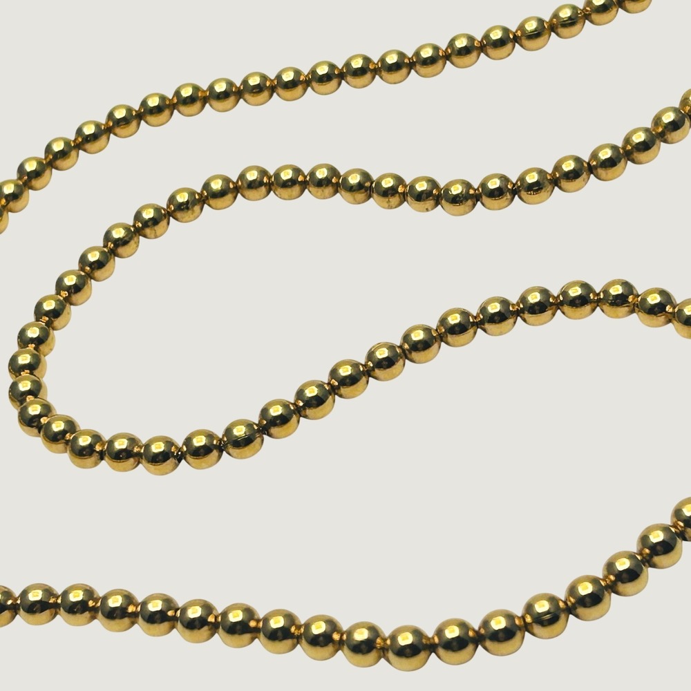 Vintage Monet Gold Tone Ball Bead Necklace Signed Hang Tag Lobster Clasp 26 Inch